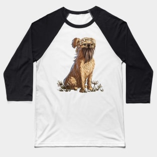 Brussels Griffon Dog in a Flower Crown Baseball T-Shirt